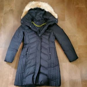 Women's Andrew Marc Fur Hooded Puffy Jacket